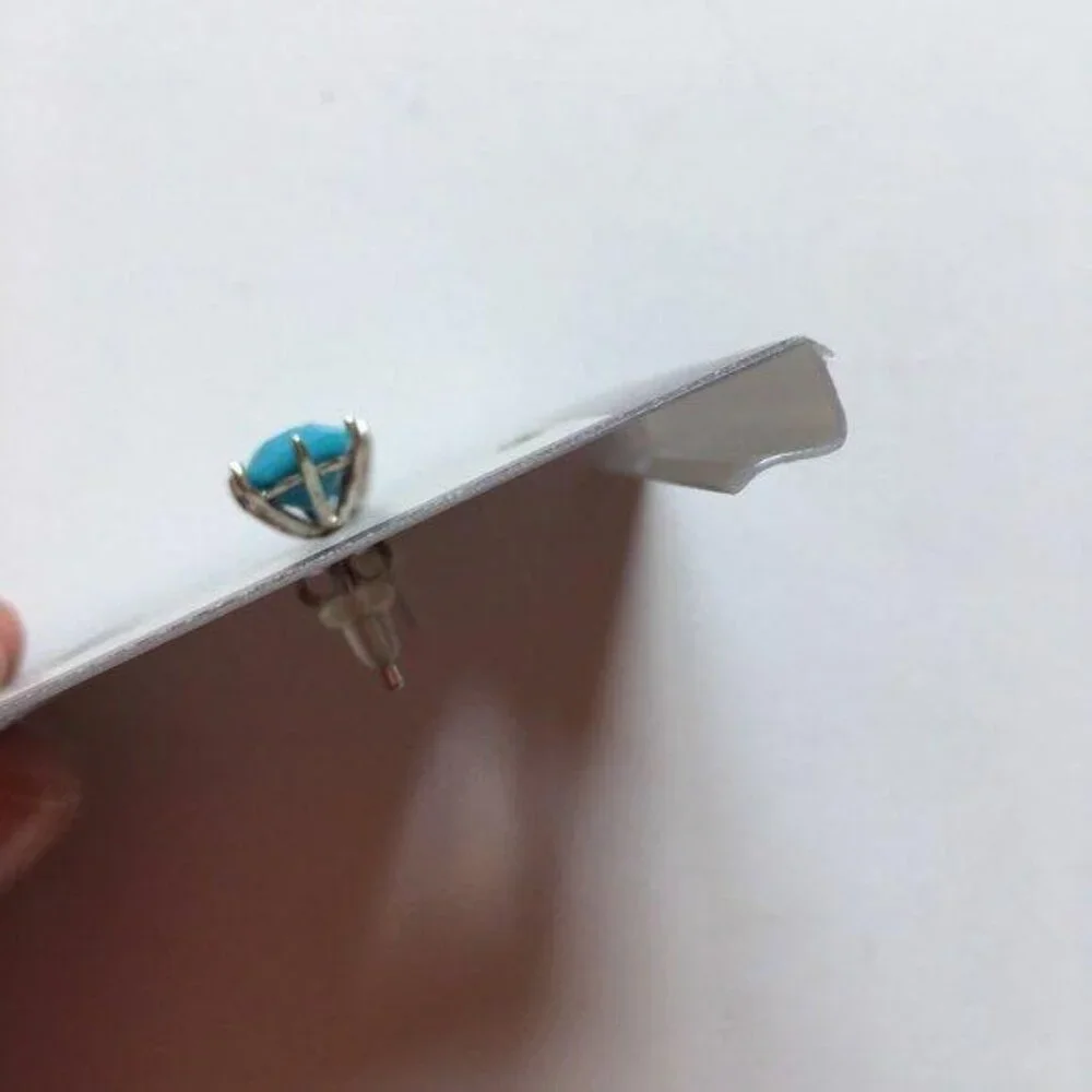Mist Swarovski Silver Turquoise Earrings New - Picture 5 of 6